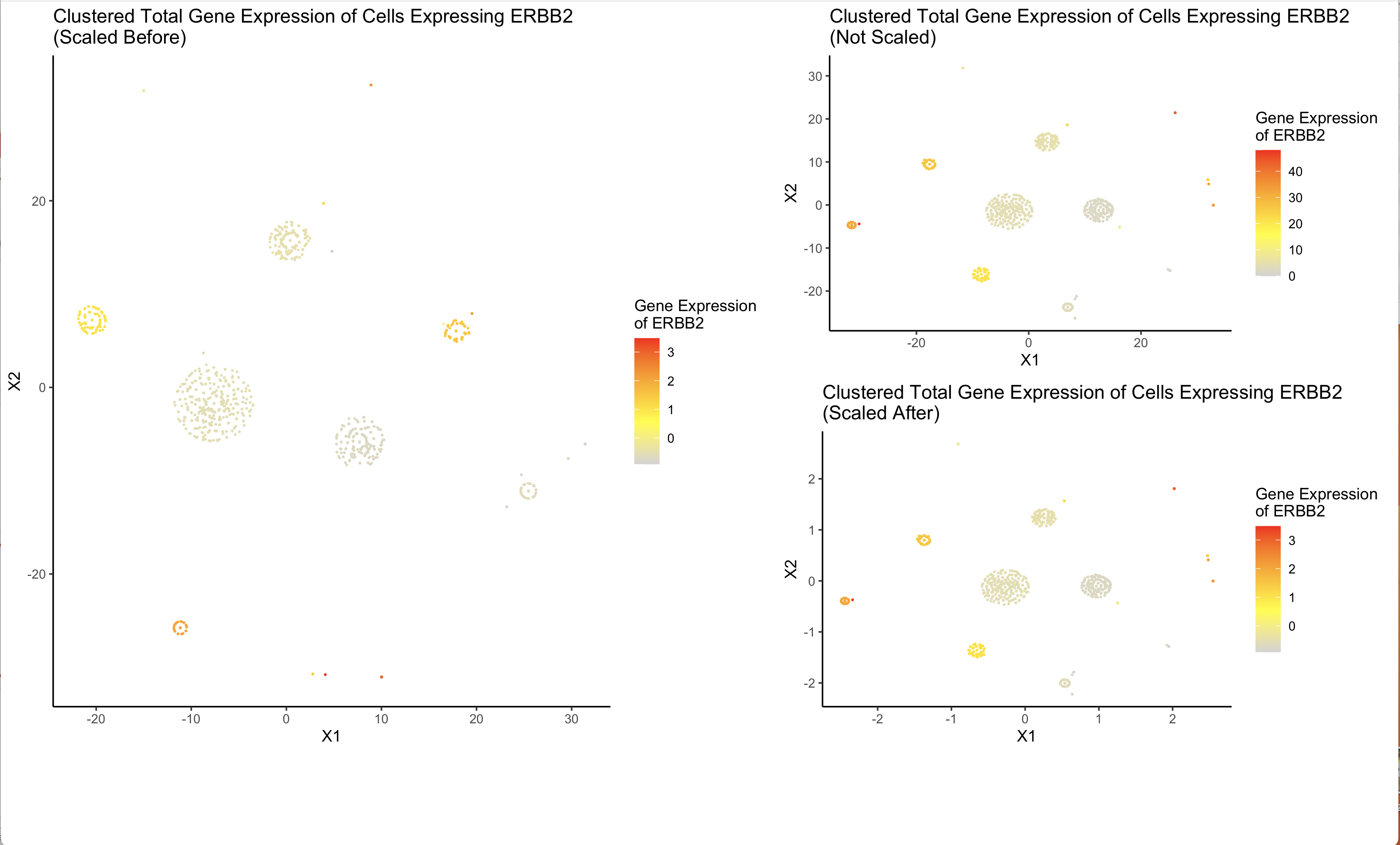 Clusters of Genes Expressing ERBB2 using t-SNE