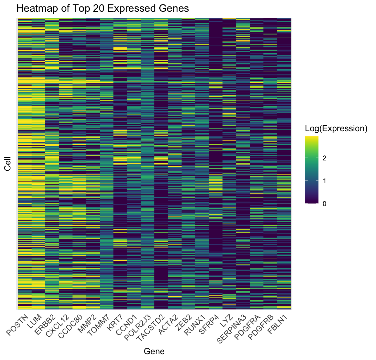 Generation of Heatmap Expressing Top 20 Genes Within Pikachu Dataset